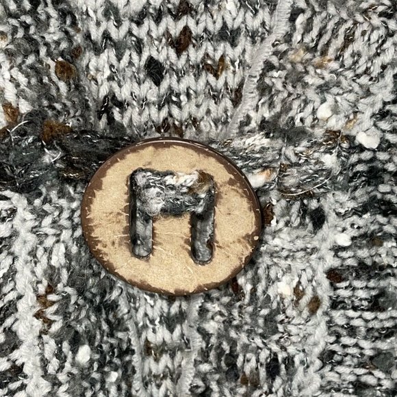 BCBGMaxazria Long Cardigan Sweater LARGE Two Button Gray Textured Alpaca Mohair - Picture 4 of 12